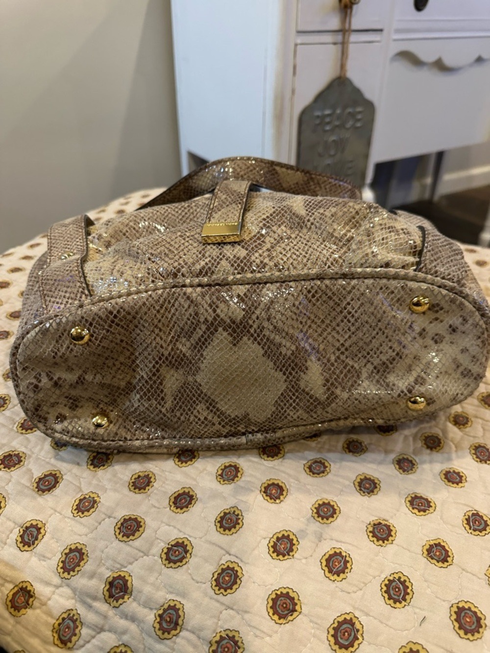 Michael Kors Brimfield Python Embossed Leather Hobo Shoulder Bag - Picture 5 of 8